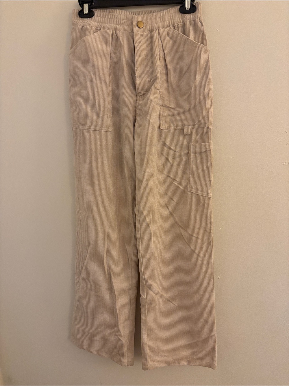 Altar'd State Wide-Leg Corduroy Pants in Light Beige